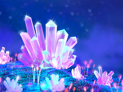 C4D Art - Blooming Crystals c4d design fllower graphic design illustration ui