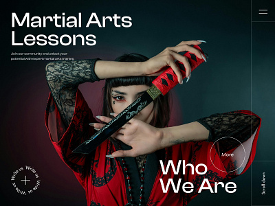 Martial Arts Lessons combat dark defense design discipline katana martial martialarts mastery power red samurai technique training ui ux warrior webdesign website