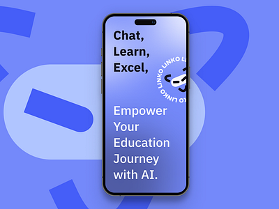 Chat, Learn, Excel ai app blue bot branding chat design digital edtech edu education intelligence learn logo marketing ui ui design uiux ux