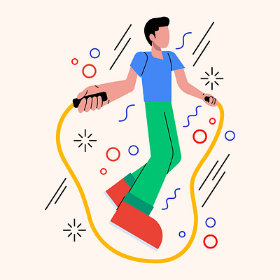 Jump - Rope flat illustration illustration jump jump rope vector