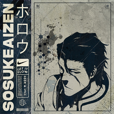 Sosuke Aizen graphic design anime brutalism graphic design poster