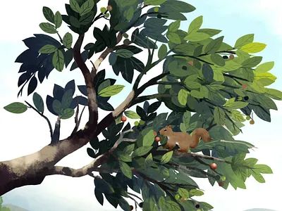 A Squirrel's Quick Snack Break ---Clip from Archives!!! 2d anil animation animation video explainer video fruit mypromovideos squirrel squirrel animation trees