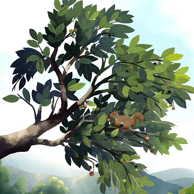 A Squirrel's Quick Snack Break ---Clip from Archives!!! 2d anil animation animation video explainer video fruit mypromovideos squirrel squirrel animation trees