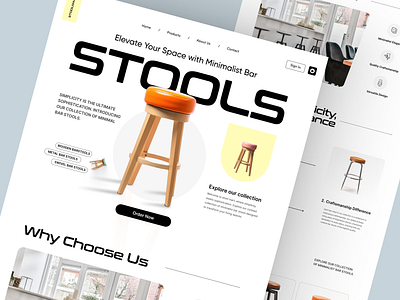 StoolMart - Shopify Website Design for Stools chairs design ecommerce homepage illustration interface landing landing page product product details product landing page product website shopify shopify landing page shopify website single product store stool store web design website