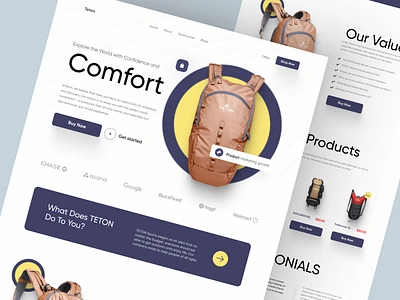 Teton - Shopify Website Design for Travelling Bags bags design homepage illustration interface landing landing page product design product details product landing page product website shopify shopify landing page shopify website single product store store travelling bags web design website