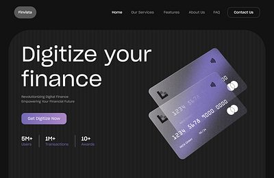 Website home page design for finance service clean and simple craditcard dark finance homepage minimal service ui ui design website