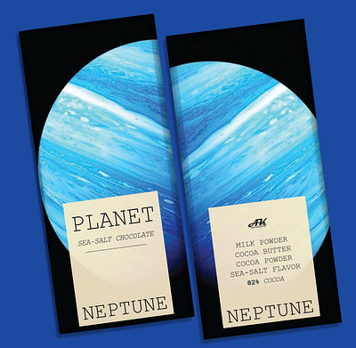 Planet Neptune chocolate bar branding chocolate chocolate packaging design graphic design illustration logo packaging typography