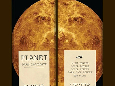 PLANET Venus chocolate bar branding chocolate chocolate packaging design graphic design illustration logo packaging typography