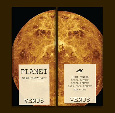 PLANET Venus chocolate bar branding chocolate chocolate packaging design graphic design illustration logo packaging typography