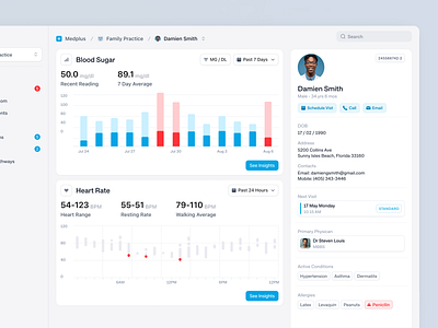 Patient Dashboard pt.2 app bars chart clean design details graph interface medical medicine minimal product profile saas tracker ui ui design ux ux design web