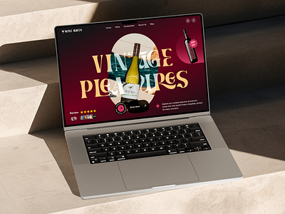 Wine Shop eCommerce Hero Section Design - Vintage Pleasures alcohol branding customer drink ecommerce ecommerce website hero section label product vineyard web design website website design website ui wine wine ecommerce wine label wine shop wine website winery