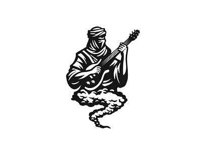 Genie Guitarist Logo brand branding for sale genie guitarist illustration logo mark mystic nagual design smoke