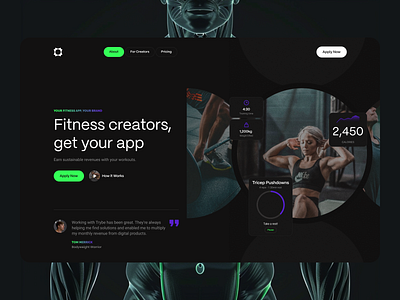 Trybe: Workout App for Fitness Creators ai calories clean creator crossfit dashboard fitness fitness app fitness creator graphic design gym health health app modern sport sports training ui user interface workout