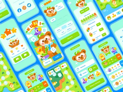 Screen preview : Kumi - English Learning App character design game design game mobile illustration kids app learning app learning game ui ui ux