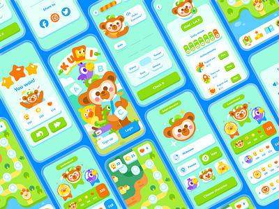 Screen preview : Kumi - English Learning App character design game design game mobile illustration kids app learning app learning game ui ui ux