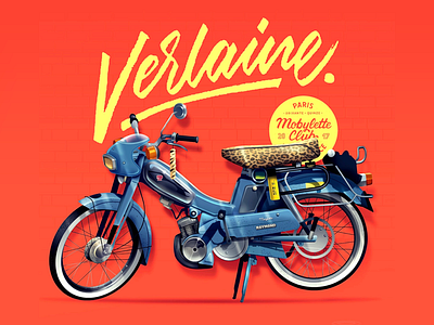 The blue art bike blue cool france frenchbike illustration look mobylette moped moto nantes paris photoshop pop poster verlaine