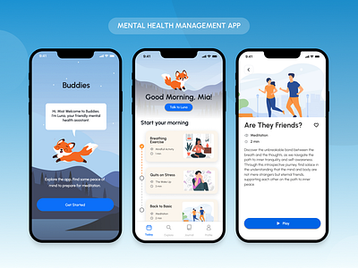 Buddies: Mental Health Management App app mental health ui ux