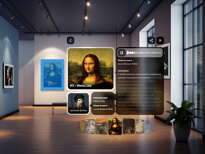 Virtual Art Gallery (Vision PRO) App Design app design apple vision pro ar art art gallary artwork augmented exhibition gallery gradient mobile app museum reality virtual virtual exhibition virtual reality vision vision pro vr vr app