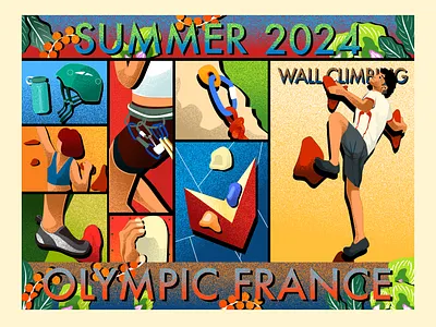 Wall Climbing - Summer Olympic Illustration dgitial illustration france hero olympics olympics illustration paris summer olympucs swimming swimming ilympics wall climbing wall climbing illustration