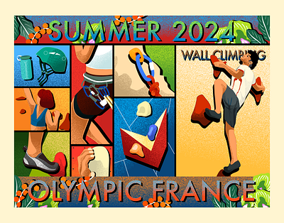 Wall Climbing - Summer Olympic Illustration dgitial illustration france hero olympics olympics illustration paris summer olympucs swimming swimming ilympics wall climbing wall climbing illustration