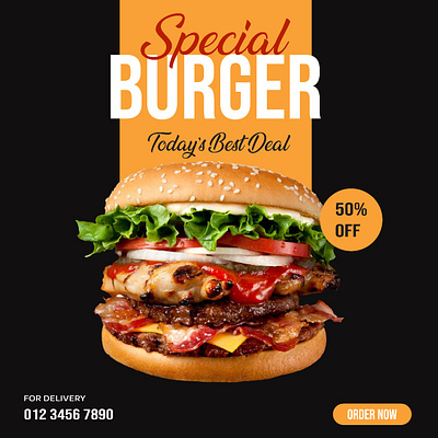 Social Media Post-003 adobe illustrator branding burger burger design design graphic design graphic designer logo social media post social post ui