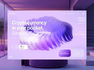 Just Wallet 3d animation branding club crypto design grid homapage interface landing metaverse minimal ui ux web web3 webdesign website