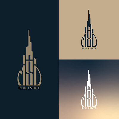 Logo for Dubai real estate abbraviation branding design dubai emblem graphic design illustration khalifa logo logotype modern tower vector