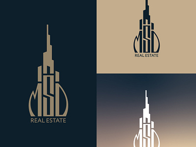 Logo for Dubai real estate abbraviation branding design dubai emblem graphic design illustration khalifa logo logotype modern tower vector