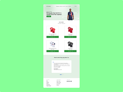 Landing page for selling soccer/football jerseys. branding graphic design logo ui