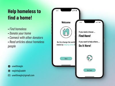 Dedicated mobile app to find houses for homeless people app branding design designer graphic design prototype ui ux ux design