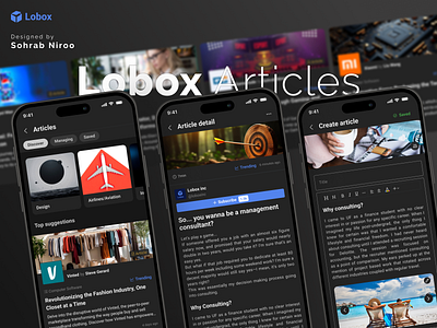 Lobox Articles branding design mockups product typography ui ux