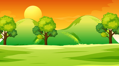 Blank meadow landscape-scene-sunset-time 3d graphic design logo motion graphics ui