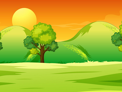 Blank meadow landscape-scene-sunset-time 3d graphic design logo motion graphics ui