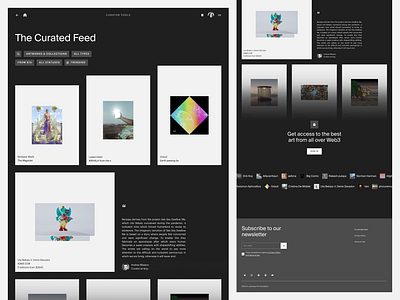 The Curated: Marketplace art crypto marketplace nft web3 website website design