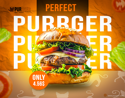 Purrger | Visual Brand Identity brand branding burger cat company design fastfood food graphic design logo menu menudesign restaurant restaurantdesign