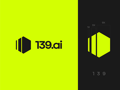 139.ai logo design 139 3d ai artificial intelligence blockchain branding cube geometric hexagon icon logo mark monogram smart technology