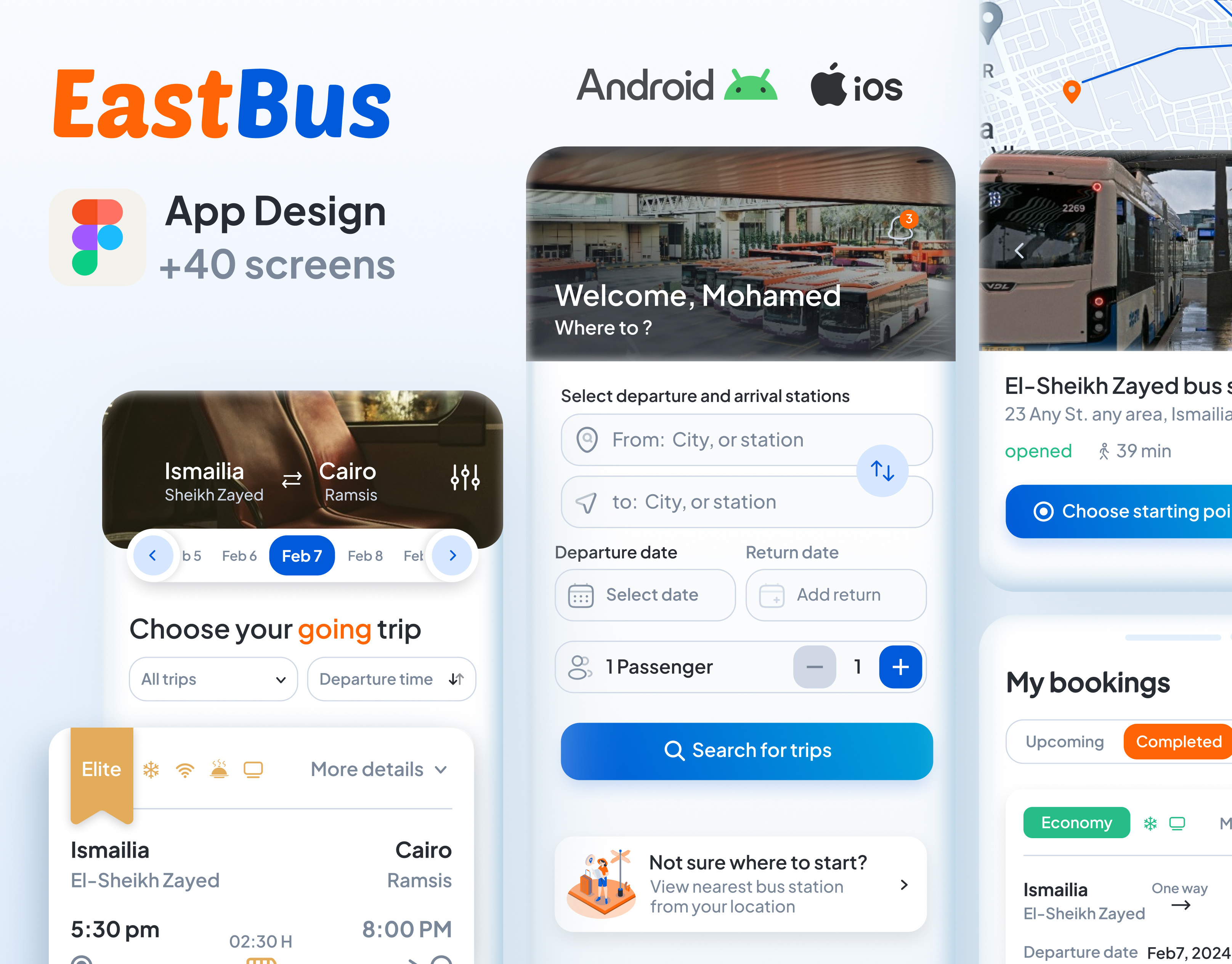EastBus travel app clean ui product design ui ui design uiux user experience design user interface design ux ux design