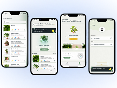 Plant Identifier App 3d disease flower graphic design home identifaier more motion graphics plant premium profile searcj setting ui vip
