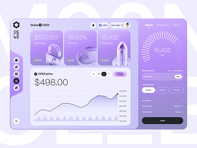 Web3 Staking App Dashboard analytics blockchain coin crypto crypto protocol dashboard data decentralized finance desktop earnings finance app market performance stake token trade trading ui web3 web3 staking