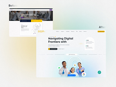 Before-After Website Redesign branding design home page illustration landing page redesign ui design uiux website redesign