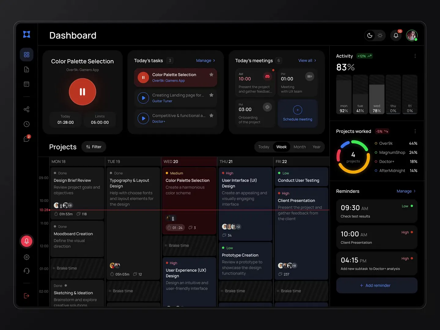 Innovative Calendar View Design for Team Management Dashboards