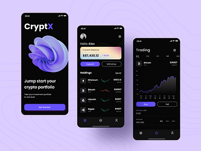 CryptX Crypto Wallet blockchain crypto design graphic design ins landingpage wallet