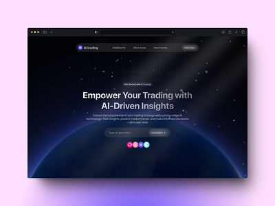 Artificial intelligence trading landing page ai coin crypto dark finacial landing ui web3