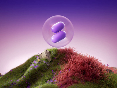 Alephoria - Ecosystem 3d alephoria alephzero animation bubble colorful crypto design grass illustration model motion properly purple scene web3