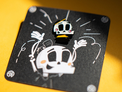 Skully enamel pin boston business card character character design enamel enamel pin illustration illustrator letterpress merch metal pin print simple skeleton skull swag vector