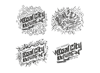 Boal City Brewing Logo Sketches brand design brewery concept custom lettering edgy explosion graphic design hand drawn hand lettering illustration lettering logo logo idea logo sketch logos logotype rocks sketch type typography