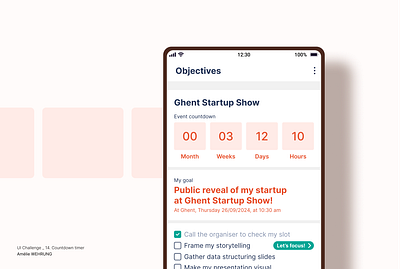 Countdown timer booster challenge date days décompte event focus goal layout mobile mobile layout months notes sections time timer todo list ui ux year