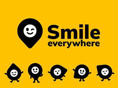 Smile Map Logo cartoon character cute digital emoji emoticon flat funny happy icon illustration logo map mascot minimal monsters pin smile ui vector