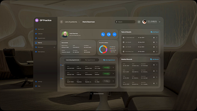 Dashboard for GP Practice apple design apple vision application doctor glassmorphism health healthcare ios medicine tranding ui ux web web design website
