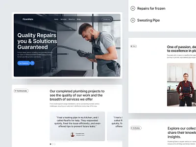 Plumber landing page agency clean creative design home services landing page modern people plumber plumbing simple ui ux web design